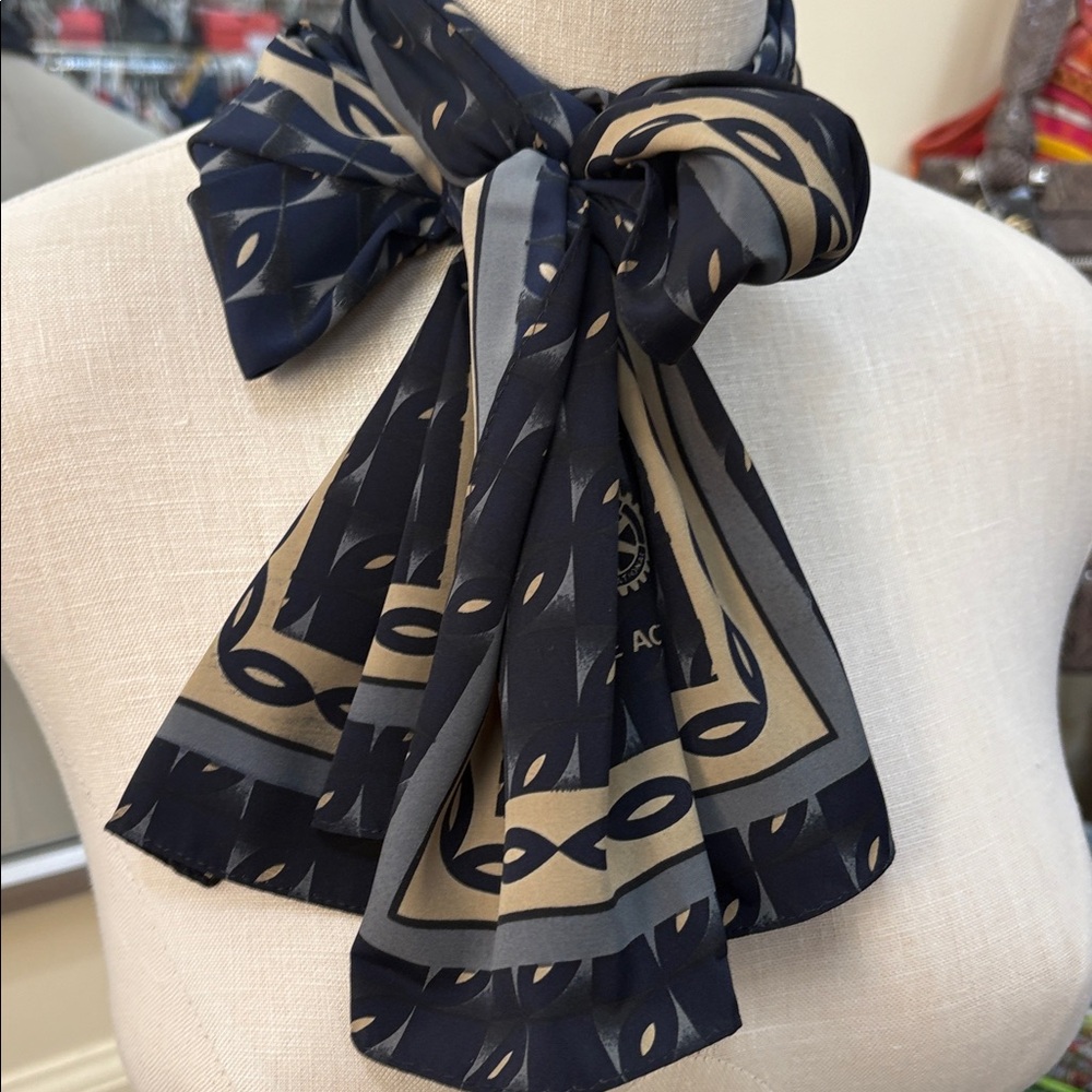 Russell Hampton vintage Rotarian Navy & Beige Scarf